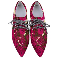 Mazipoodles Love Flowers - Green Magenta Pink Pointed Oxford Shoes
