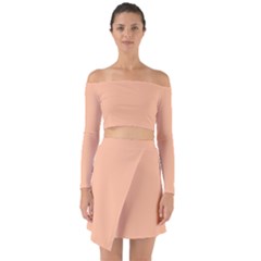 Peach Fuzz 2024 Off Shoulder Top With Skirt Set by dressshop