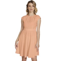 Peach Fuzz 2024 Cap Sleeve High Waist Dress by dressshop