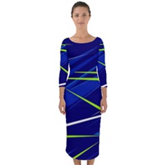 Abstract Lightings, Grunge Art, Geometric Backgrounds Quarter Sleeve Midi Bodycon Dress by nateshop