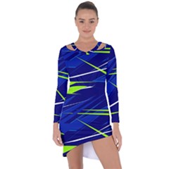 Abstract Lightings, Grunge Art, Geometric Backgrounds Asymmetric Cut-out Shift Dress by nateshop
