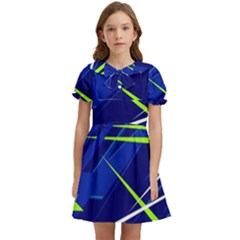 Abstract Lightings, Grunge Art, Geometric Backgrounds Kids  Bow Tie Puff Sleeve Dress by nateshop