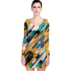 Abstract Rays, Material Design, Colorful Lines, Geometric Long Sleeve Bodycon Dress