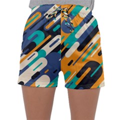 Abstract Rays, Material Design, Colorful Lines, Geometric Sleepwear Shorts