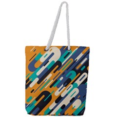 Abstract Rays, Material Design, Colorful Lines, Geometric Full Print Rope Handle Tote (large) by nateshop