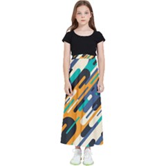 Abstract Rays, Material Design, Colorful Lines, Geometric Kids  Flared Maxi Skirt by nateshop