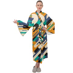 Abstract Rays, Material Design, Colorful Lines, Geometric Maxi Velvet Kimono