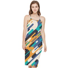 Abstract Rays, Material Design, Colorful Lines, Geometric Bodycon Cross Back Summer Dress