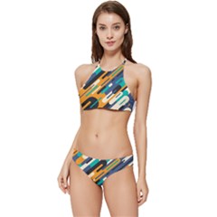 Abstract Rays, Material Design, Colorful Lines, Geometric Banded Triangle Bikini Set