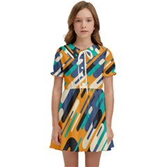 Abstract Rays, Material Design, Colorful Lines, Geometric Kids  Sweet Collar Dress