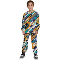 Abstract Rays, Material Design, Colorful Lines, Geometric Kids  Sweatshirt Set