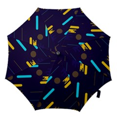 Blue Background Geometric Abstrac Hook Handle Umbrellas (medium) by nateshop