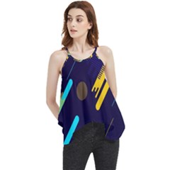 Blue Background Geometric Abstrac Flowy Camisole Tank Top by nateshop