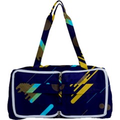 Blue Background Geometric Abstrac Multi Function Bag by nateshop