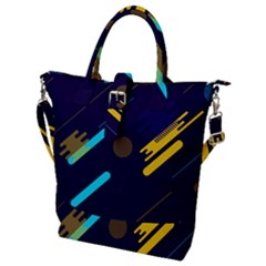 Blue Background Geometric Abstrac Buckle Top Tote Bag