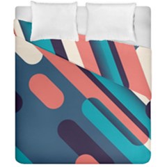 Blue Geometric Background, Abstract Lines Background Duvet Cover Double Side (california King Size)