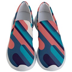 Blue Geometric Background, Abstract Lines Background Women s Lightweight Slip Ons by nateshop