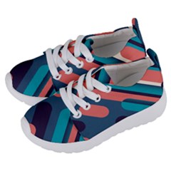 Blue Geometric Background, Abstract Lines Background Kids  Lightweight Sports Shoes by nateshop