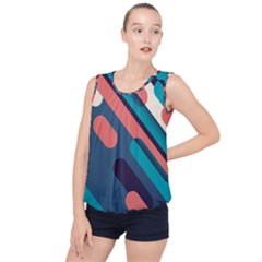 Blue Geometric Background, Abstract Lines Background Bubble Hem Chiffon Tank Top by nateshop