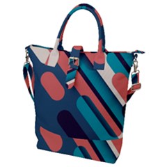 Blue Geometric Background, Abstract Lines Background Buckle Top Tote Bag