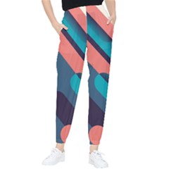 Blue Geometric Background, Abstract Lines Background Women s Tapered Pants by nateshop