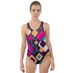 Colorful Abstract Background, Geometric Background Cut-out Back One Piece Swimsuit by nateshop