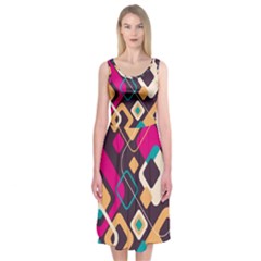 Colorful Abstract Background, Geometric Background Midi Sleeveless Dress