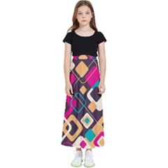 Colorful Abstract Background, Geometric Background Kids  Flared Maxi Skirt by nateshop