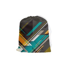 Material Design, Lines, Retro Abstract Art, Geometry Drawstring Pouch (medium) by nateshop