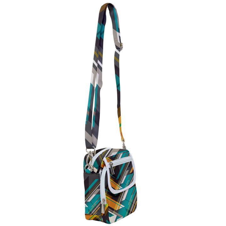 Material Design, Lines, Retro Abstract Art, Geometry Shoulder Strap Belt Bag