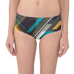 Material Design, Lines, Retro Abstract Art, Geometry Mid-waist Bikini Bottoms by nateshop