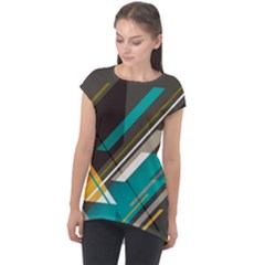 Material Design, Lines, Retro Abstract Art, Geometry Cap Sleeve High Low Top by nateshop