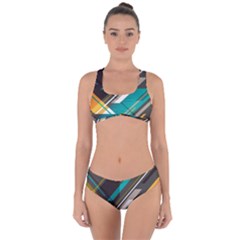 Material Design, Lines, Retro Abstract Art, Geometry Criss Cross Bikini Set by nateshop