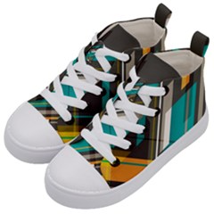 Material Design, Lines, Retro Abstract Art, Geometry Kids  Mid-top Canvas Sneakers by nateshop