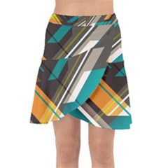 Material Design, Lines, Retro Abstract Art, Geometry Wrap Front Skirt by nateshop