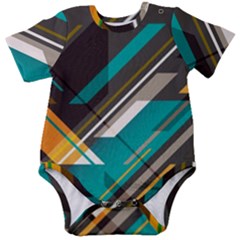 Material Design, Lines, Retro Abstract Art, Geometry Baby Short Sleeve Bodysuit by nateshop