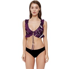 Purple Abstract Background, Luxury Purple Background Low Cut Ruffle Edge Bikini Top by nateshop