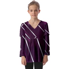 Purple Abstract Background, Luxury Purple Background Kids  V Neck Casual Top by nateshop