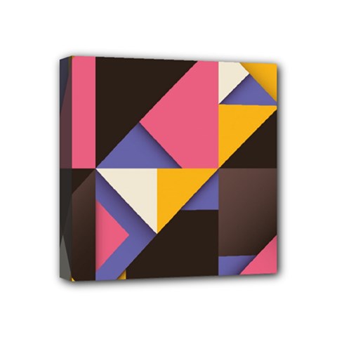 Retro Colorful Background, Geometric Abstraction Mini Canvas 4  X 4  (stretched) by nateshop