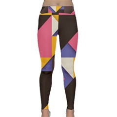 Retro Colorful Background, Geometric Abstraction Classic Yoga Leggings by nateshop