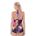 Retro Colorful Background, Geometric Abstraction Boyleg Halter Swimsuit  View2