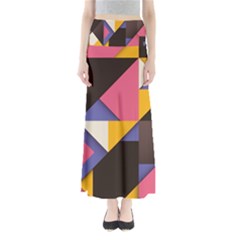 Retro Colorful Background, Geometric Abstraction Full Length Maxi Skirt by nateshop