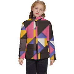 Retro Colorful Background, Geometric Abstraction Kids  Puffer Bubble Jacket Coat by nateshop