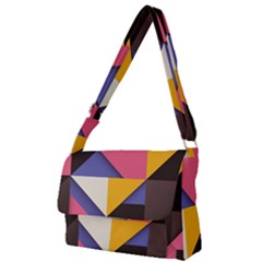 Retro Colorful Background, Geometric Abstraction Full Print Messenger Bag (s) by nateshop