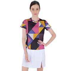 Retro Colorful Background, Geometric Abstraction Women s Sports Top by nateshop