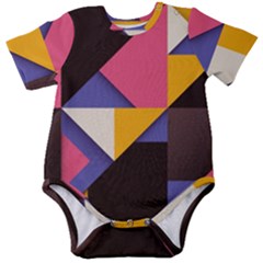 Retro Colorful Background, Geometric Abstraction Baby Short Sleeve Bodysuit by nateshop