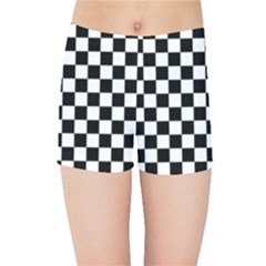 Black White Checker Pattern Checkerboard Kids  Sports Shorts by Grandong