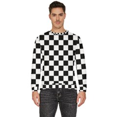 Black White Checker Pattern Checkerboard Men s Fleece Sweatshirt by Grandong