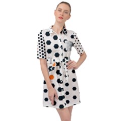 Honeycomb Hexagon Pattern Abstract Belted Shirt Dress by Grandong