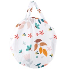 Flowers Leaves Background Floral Giant Round Zipper Tote by Grandong